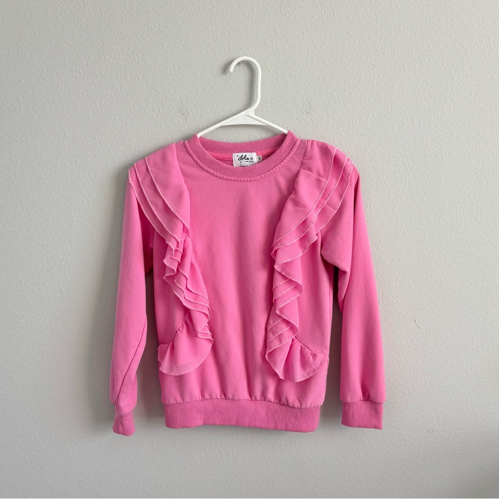 Lola + The Boys Pink Ruffle Sweatshirt